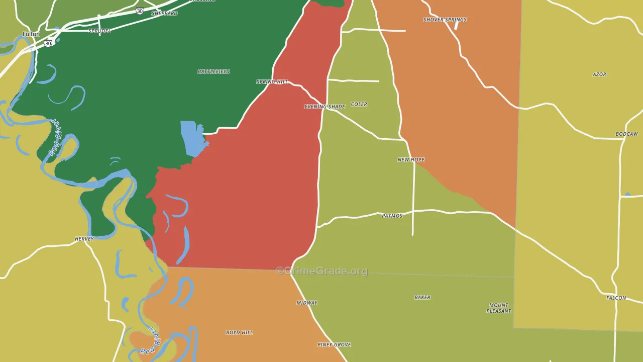 Shiloh, AR Map of Vehicle Theft Rates