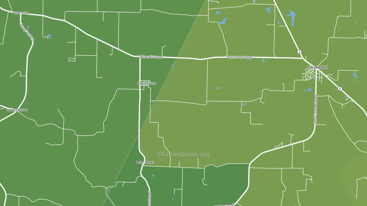 Shiloh Hill, IL Map of Vehicle Theft Rates