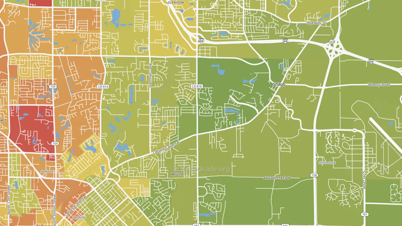 Shiloh, IL Map of Vehicle Theft Rates