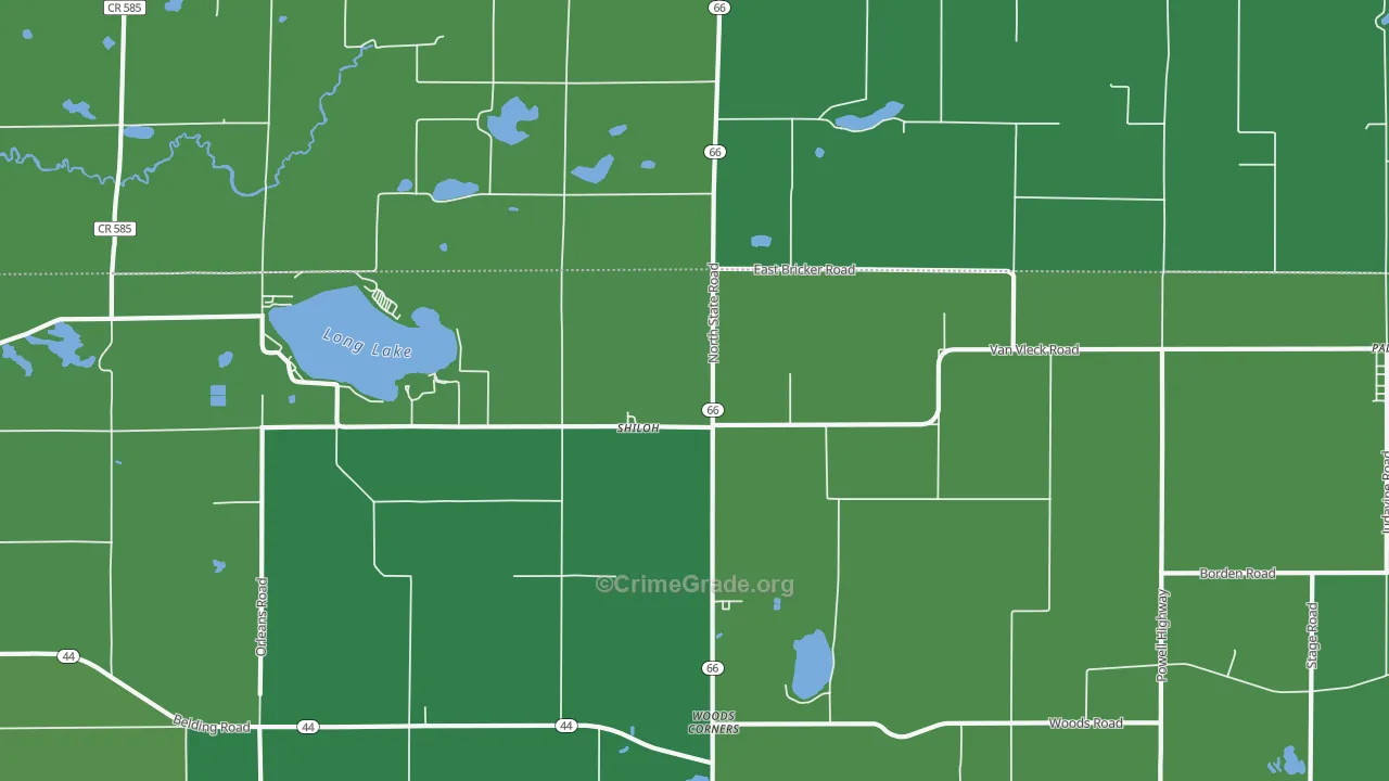 Shiloh, MI Map of Vehicle Theft Rates