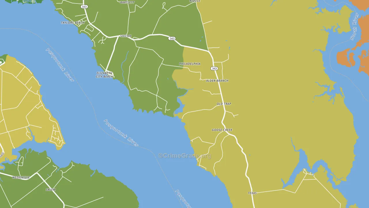 Shiloh, NC Map of Vehicle Theft Rates