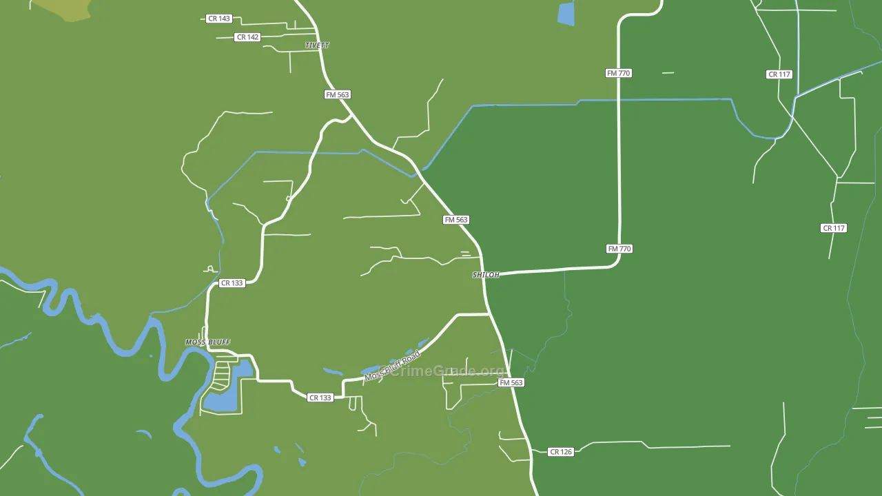 Shiloh, TX Map of Vehicle Theft Rates