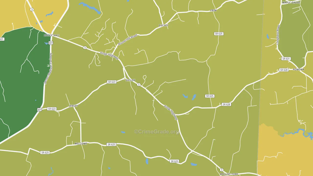 Shiloh, VA Map of Vehicle Theft Rates