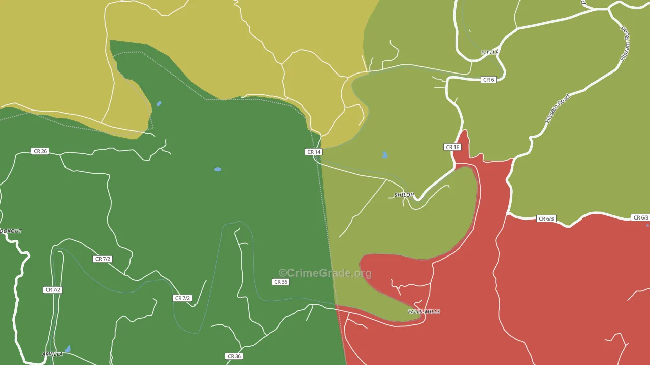 Shiloh, WV Map of Vehicle Theft Rates