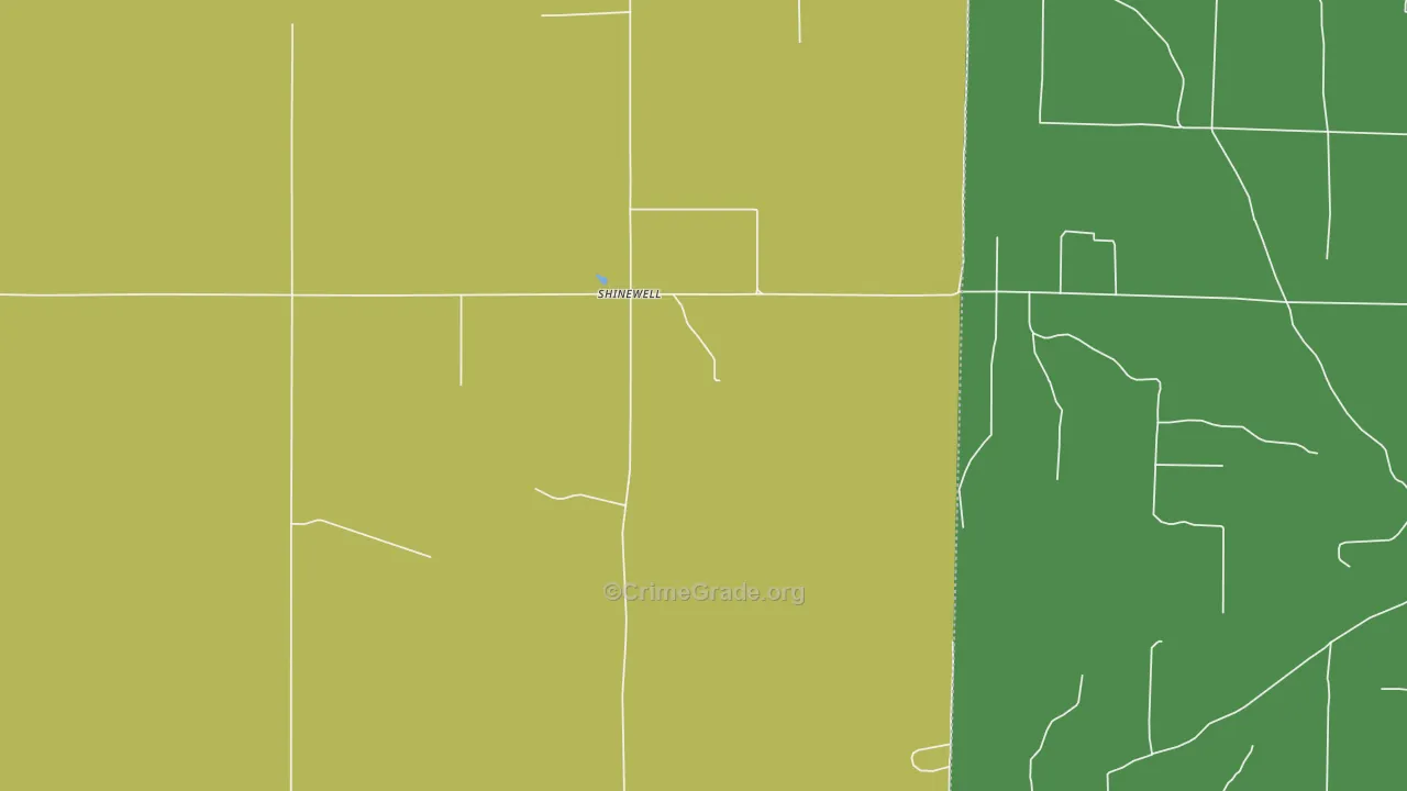 Shinewell, OK Map of Vehicle Theft Rates