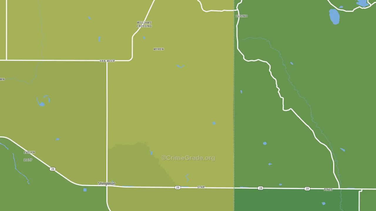 Shingleton, MI Map of Vehicle Theft Rates