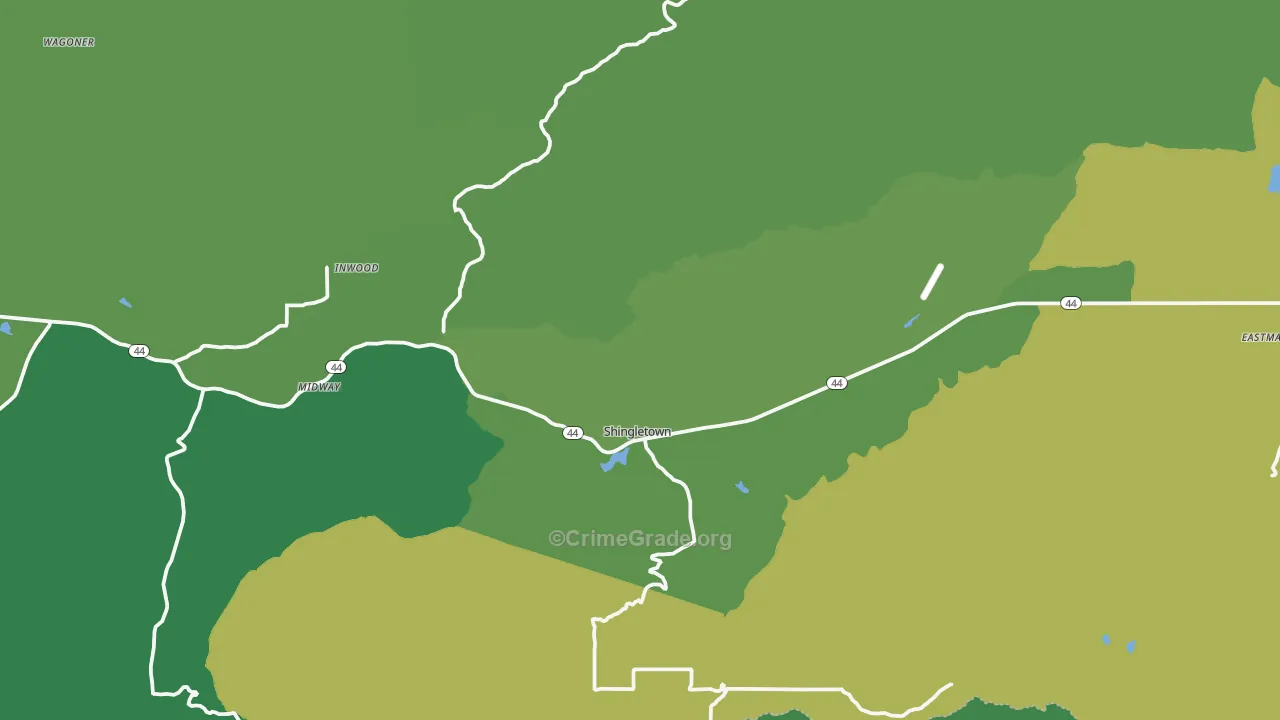 Shingletown, CA Map of Vehicle Theft Rates