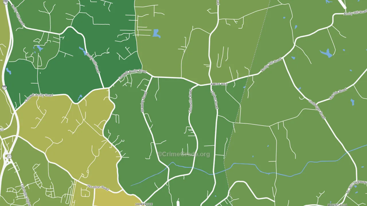 Shinnville, NC Map of Vehicle Theft Rates