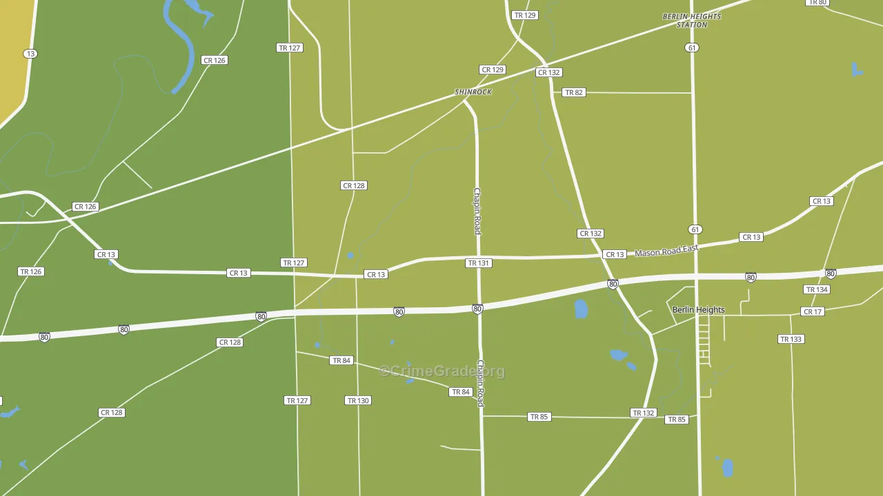 Shinrock, OH Map of Vehicle Theft Rates
