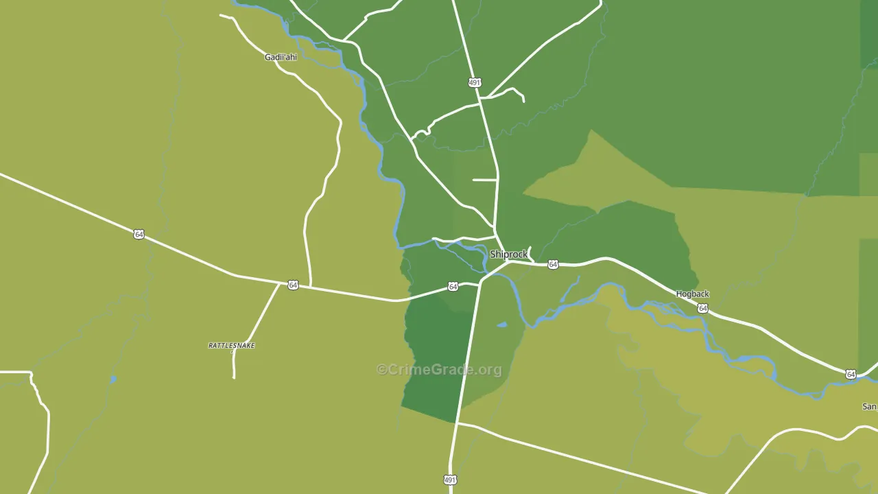 Shiprock, NM Map of Vehicle Theft Rates