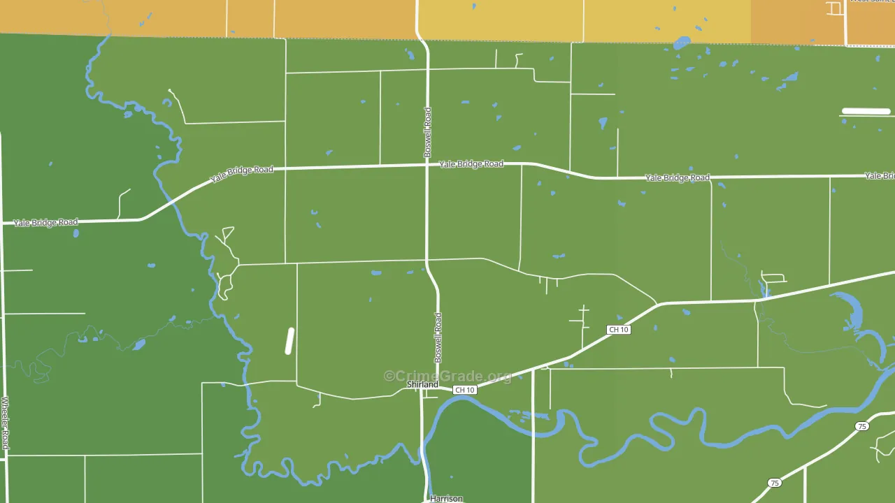 Shirland, IL Map of Vehicle Theft Rates