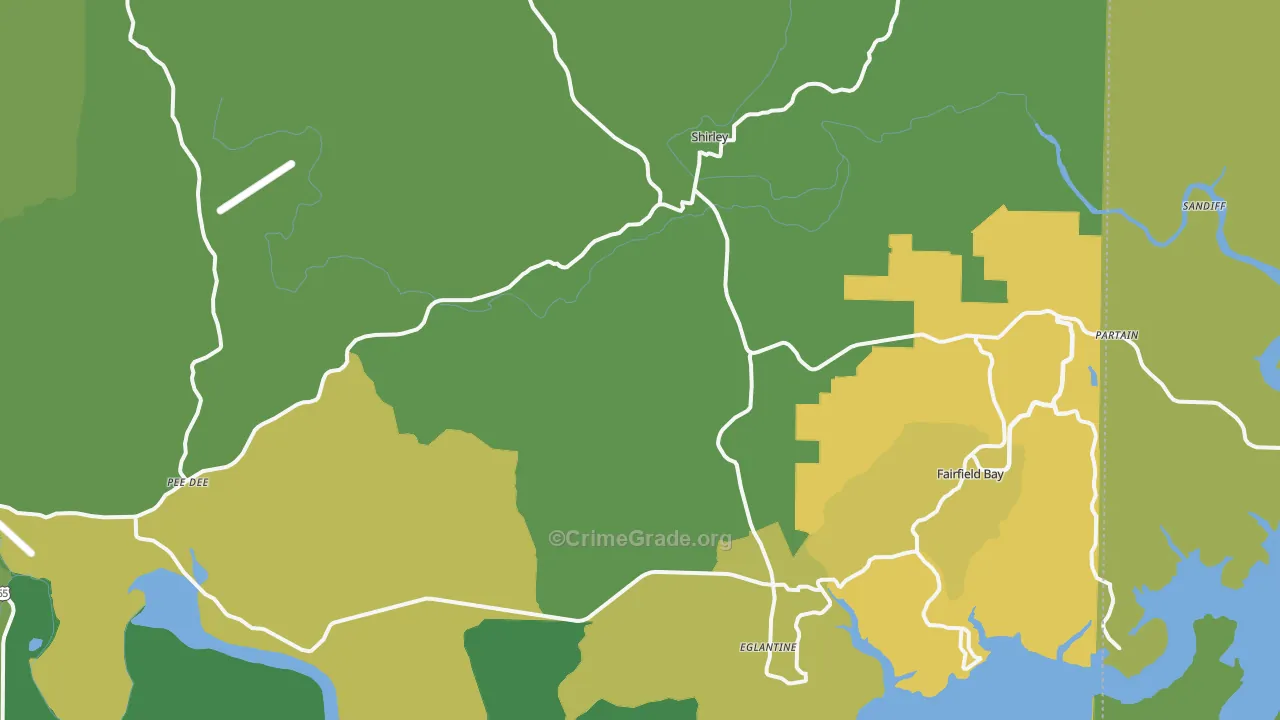 Shirley, AR Map of Vehicle Theft Rates