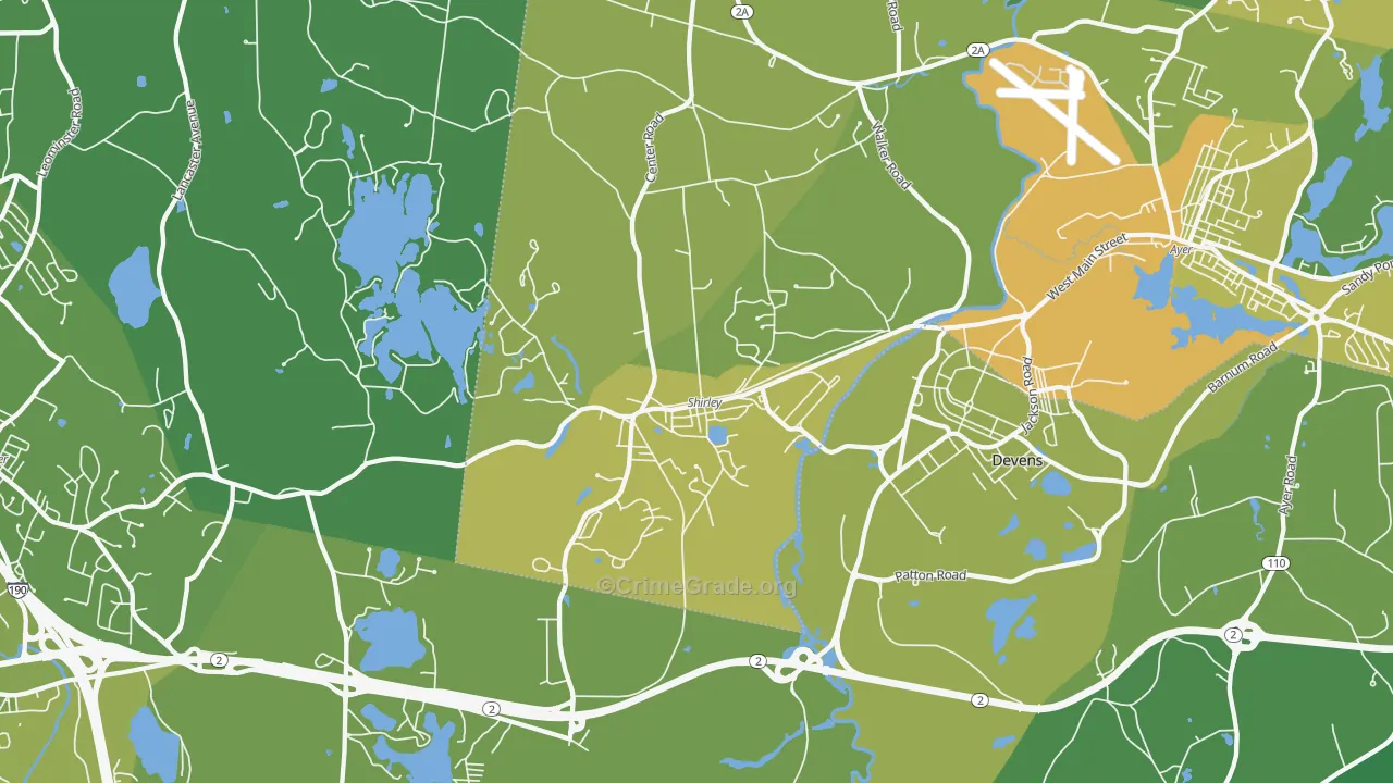 Shirley, MA Map of Vehicle Theft Rates
