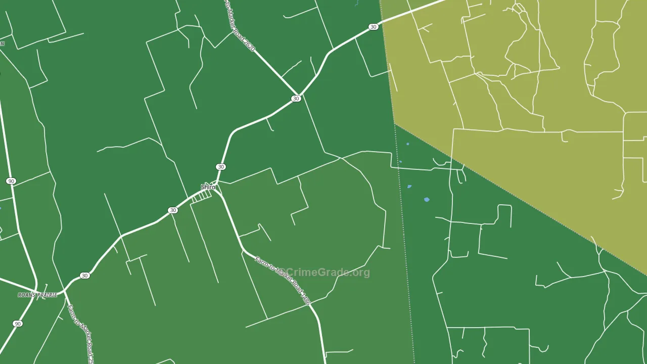Shiro, TX Map of Vehicle Theft Rates