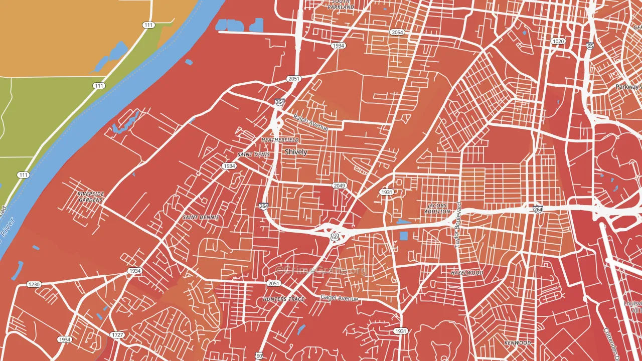 Shively, KY Map of Vehicle Theft Rates