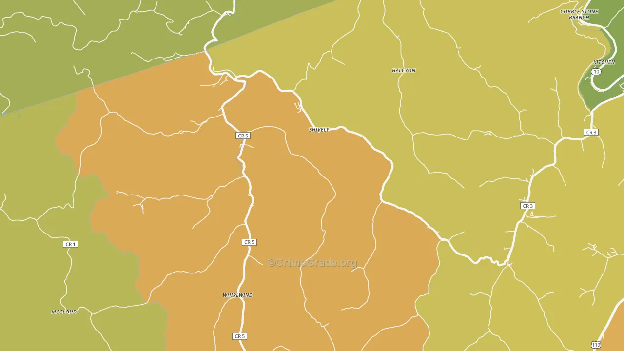 Shively, WV Map of Vehicle Theft Rates