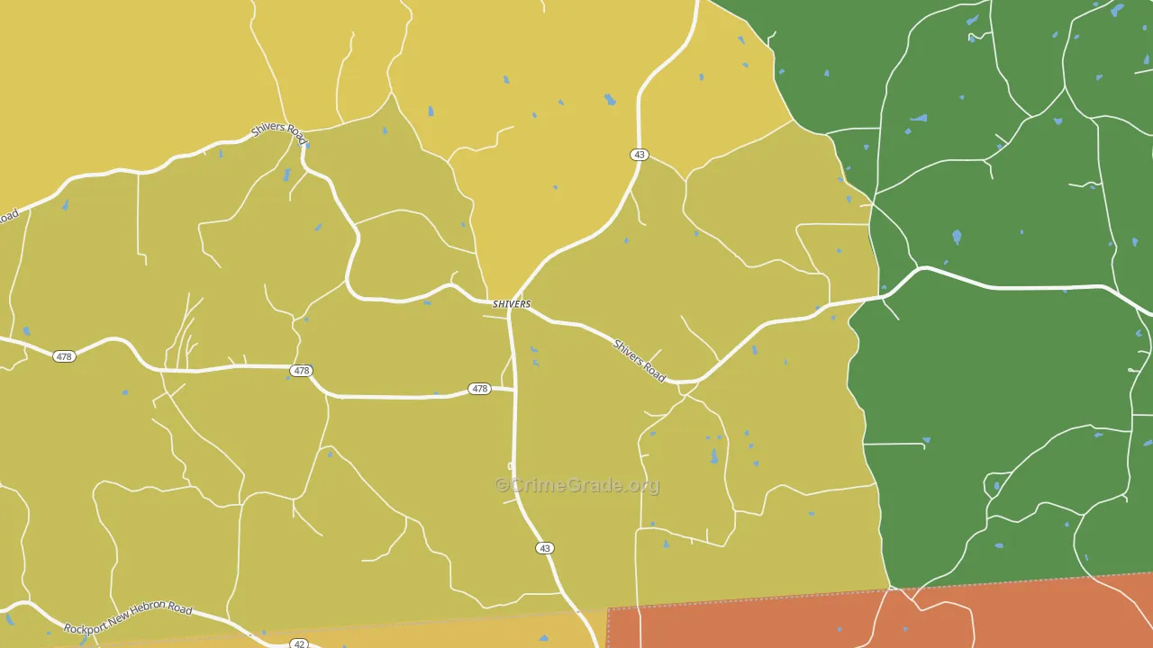 Shivers, MS Map of Vehicle Theft Rates