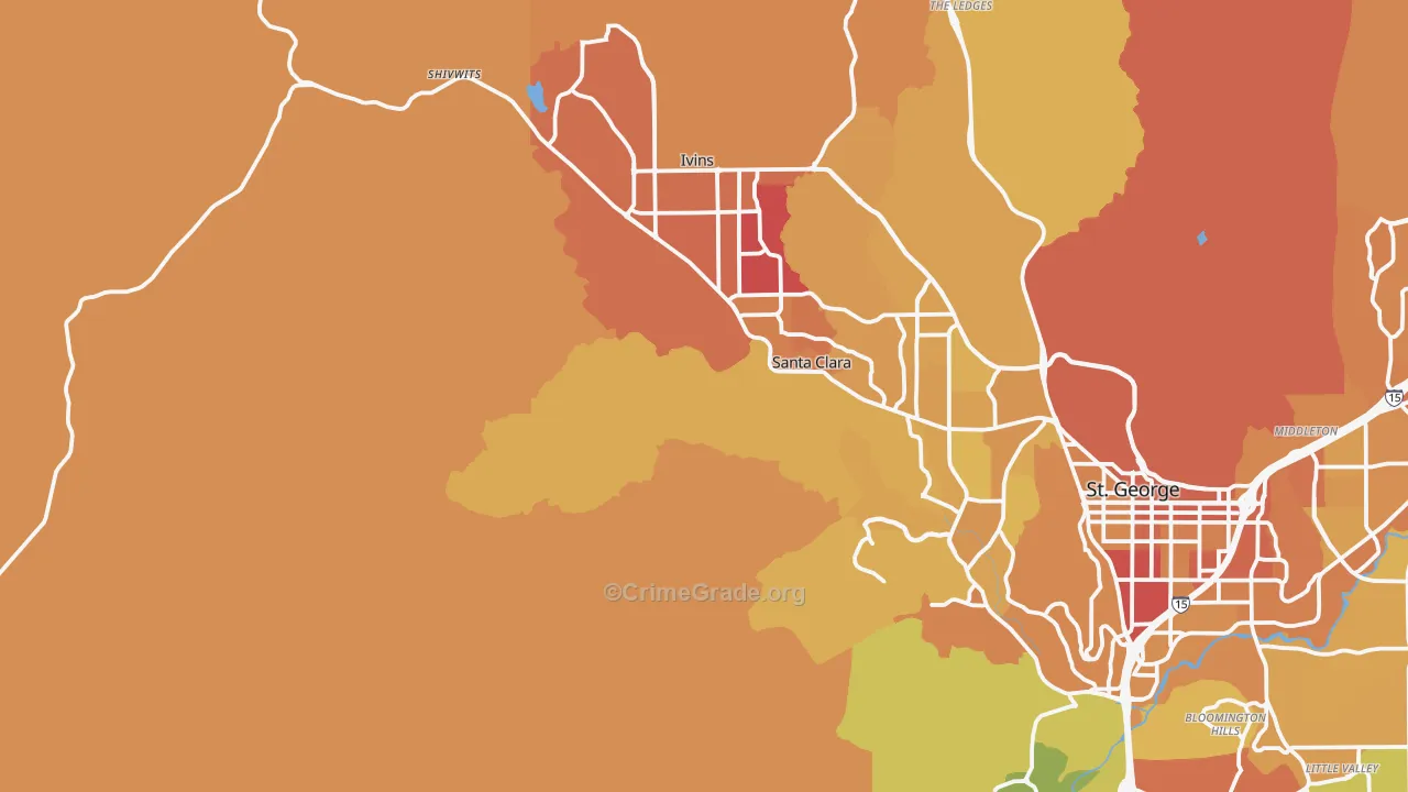 Shivwits, UT Map of Vehicle Theft Rates