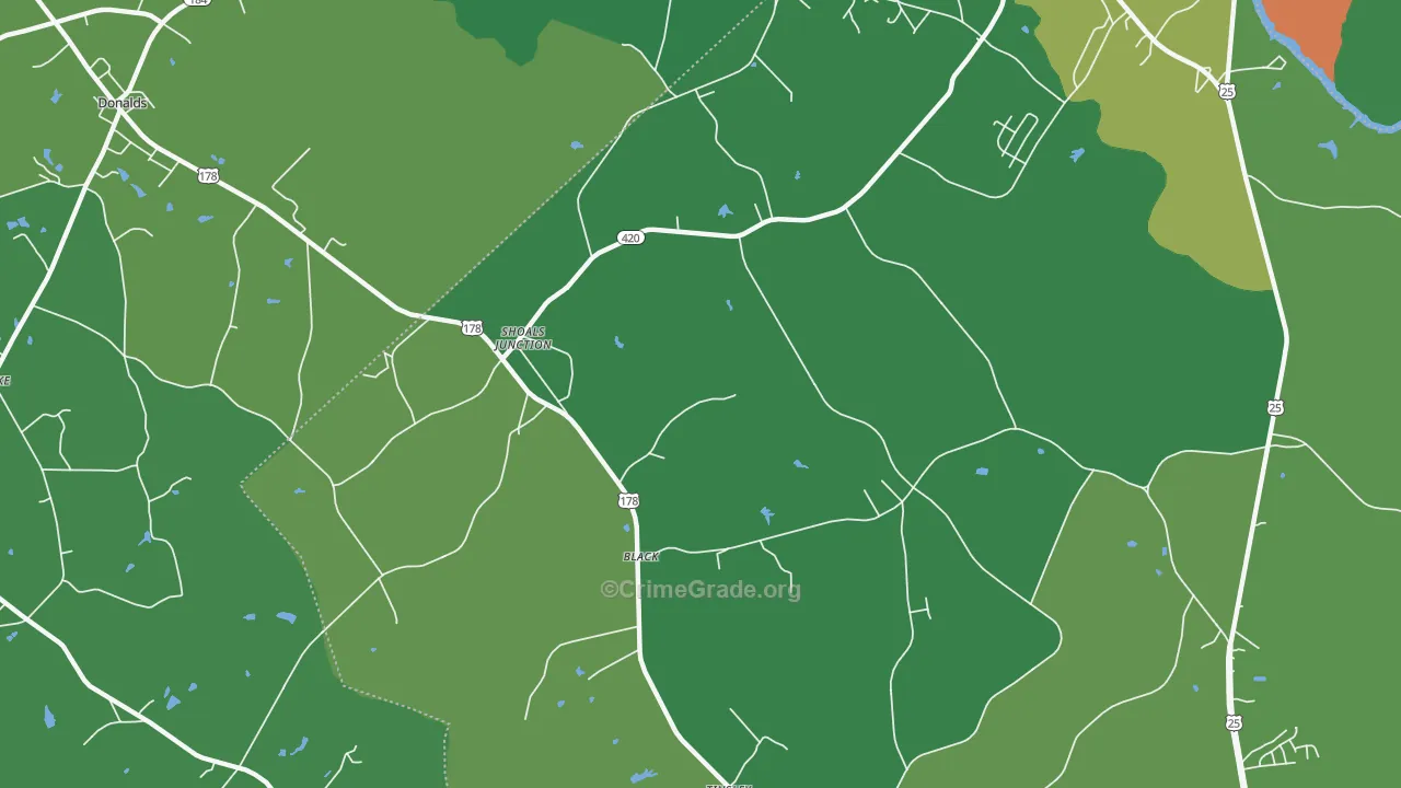 Shoals Junction, SC Map of Vehicle Theft Rates