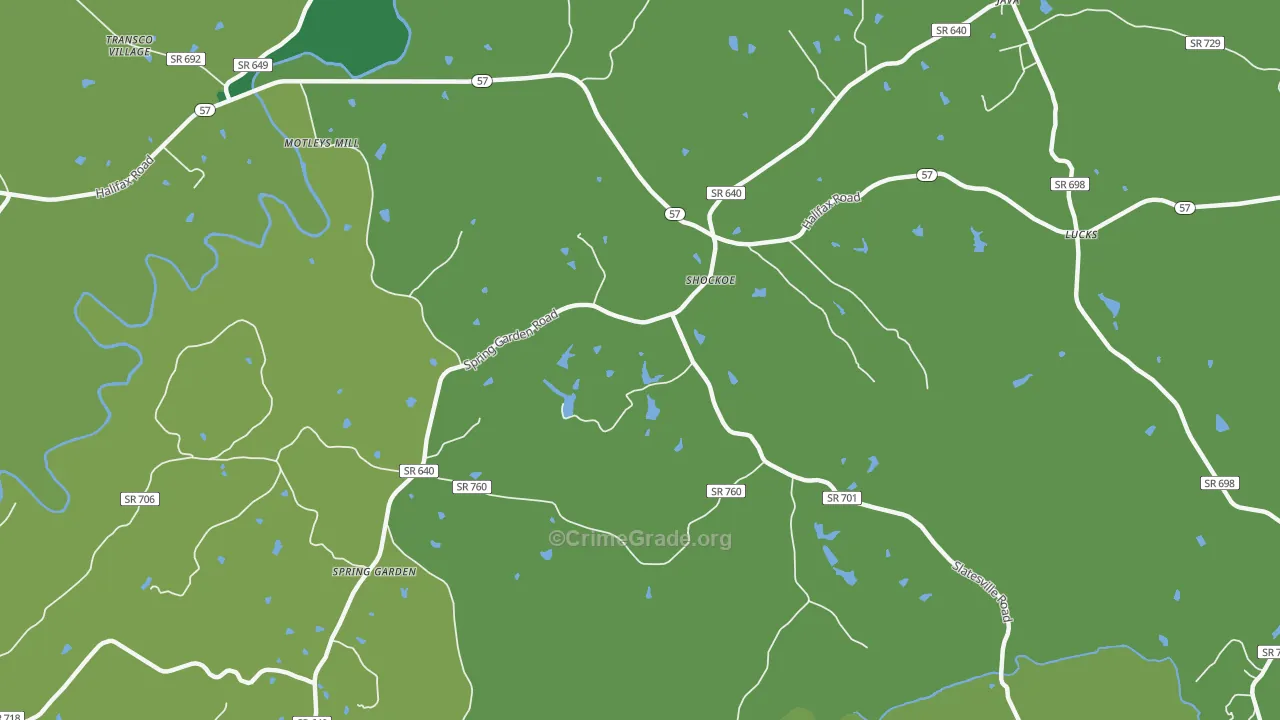 Shockoe, VA Map of Vehicle Theft Rates