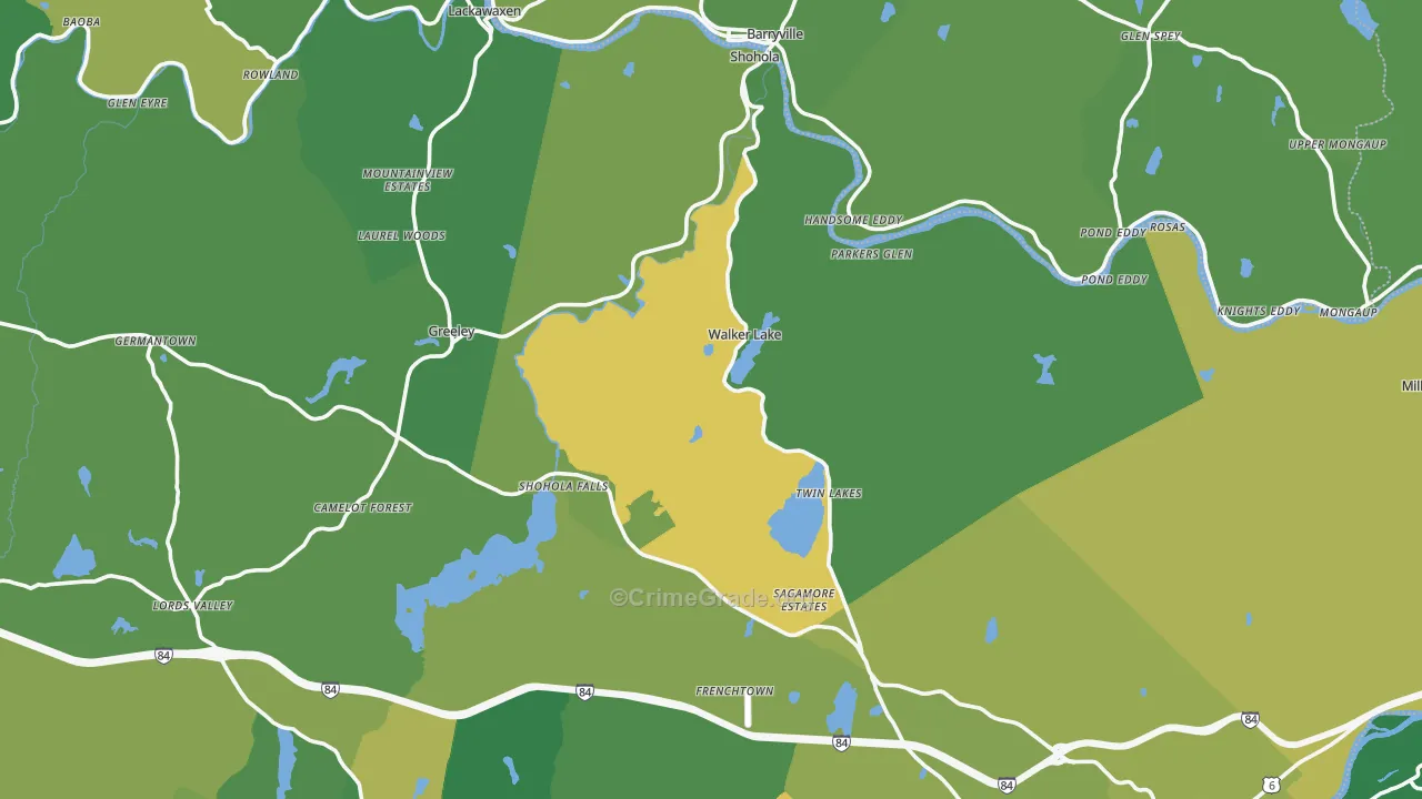 Shohola, PA Map of Vehicle Theft Rates