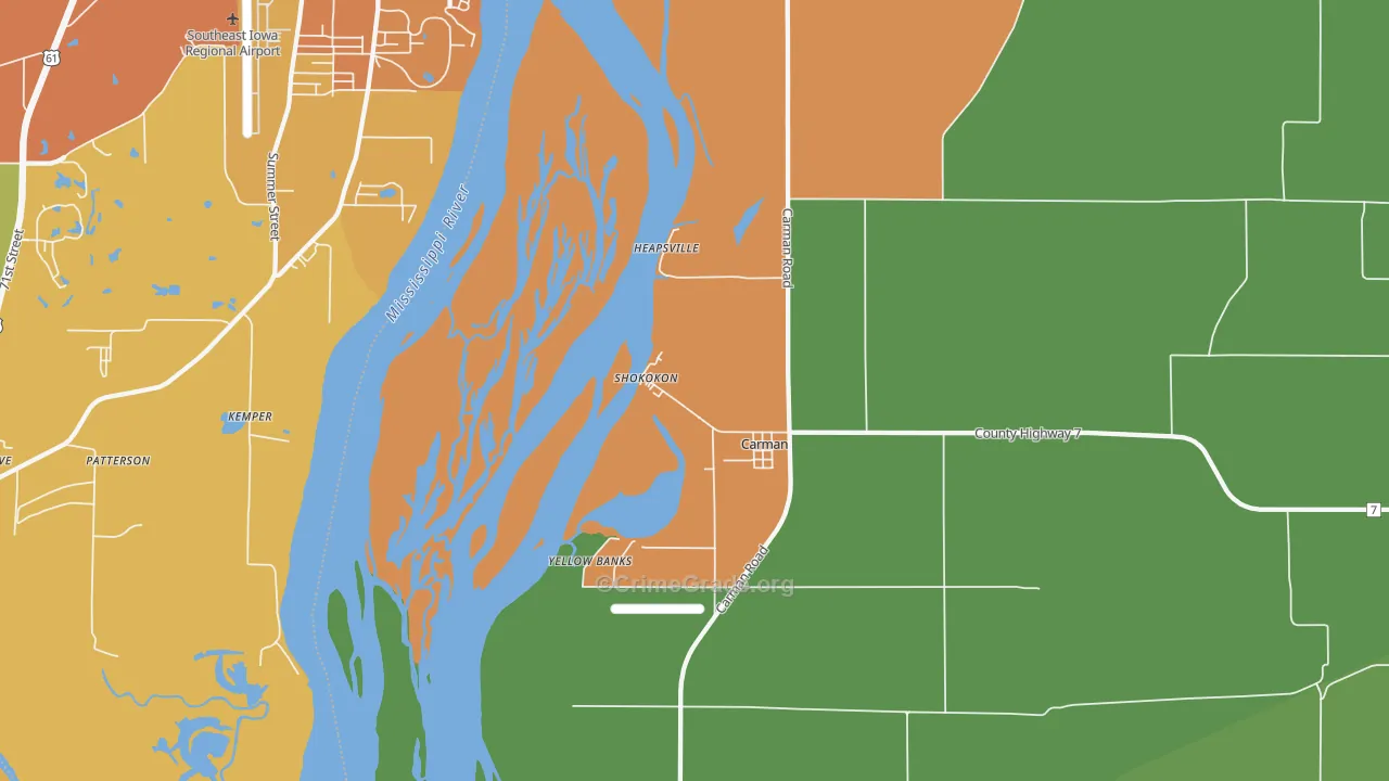 Shokokon, IL Map of Vehicle Theft Rates