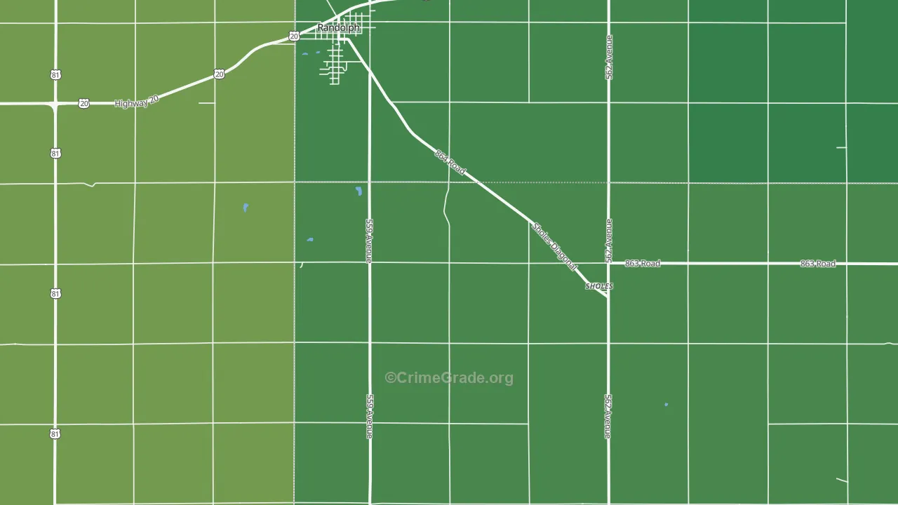 Sholes, NE Map of Vehicle Theft Rates