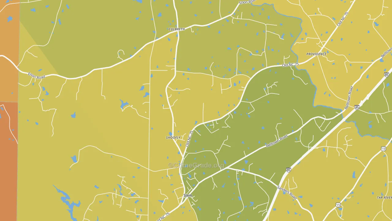Shoofly, NC Map of Vehicle Theft Rates
