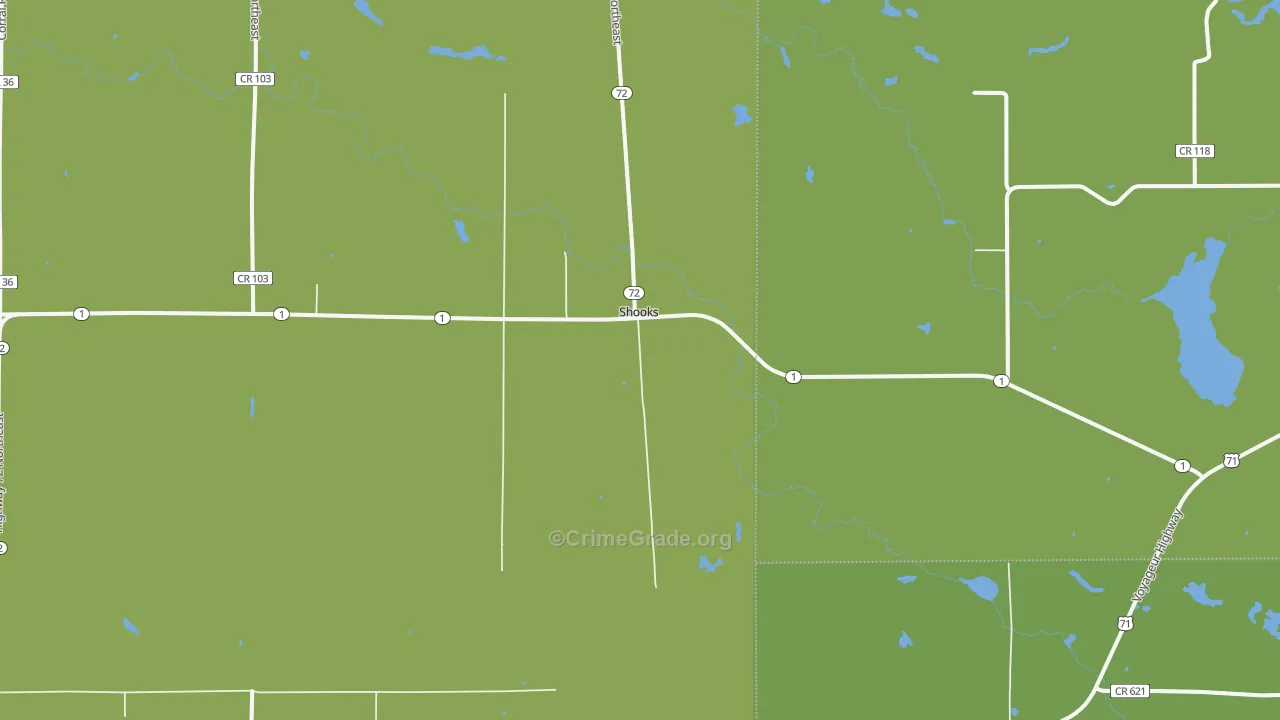 Shooks, MN Map of Vehicle Theft Rates