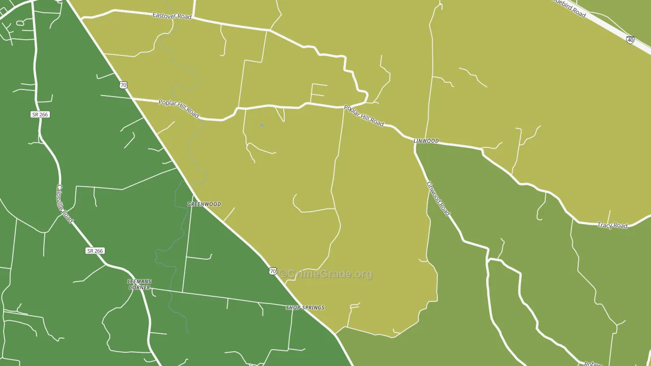 Shop Springs, TN Map of Vehicle Theft Rates