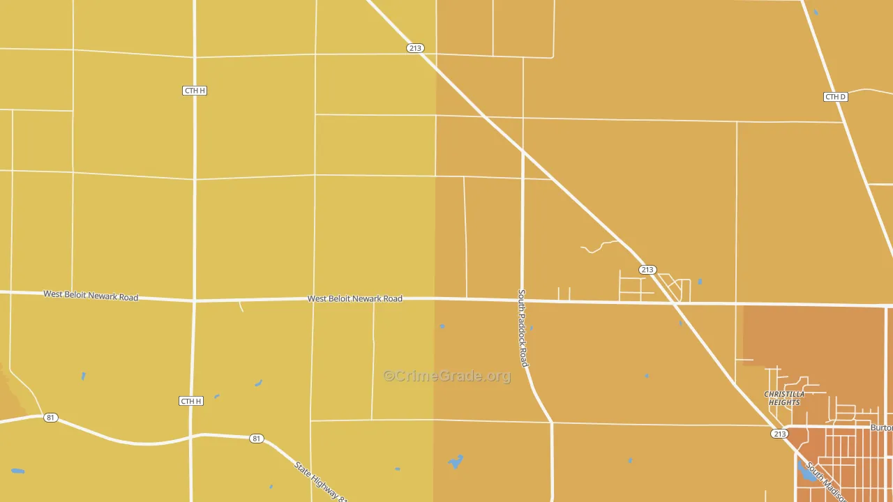 Shopiere, WI Map of Vehicle Theft Rates