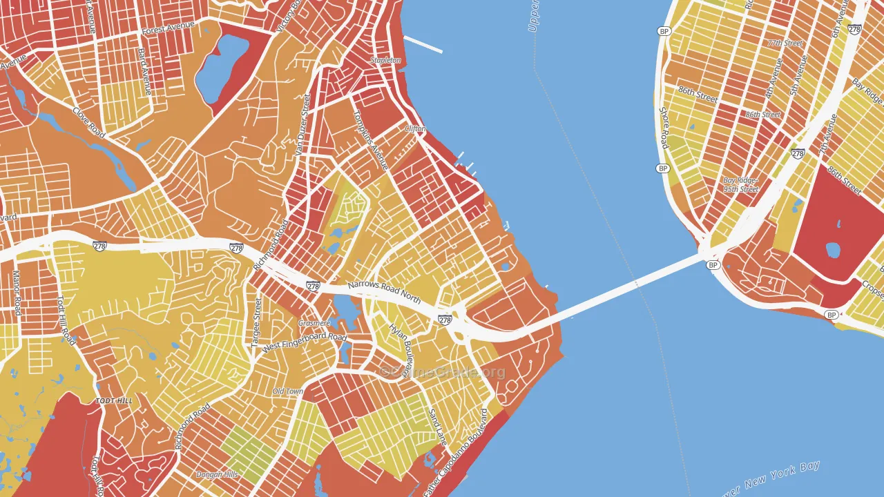 Shore Acres, Staten Island, NY Map of Vehicle Theft Rates
