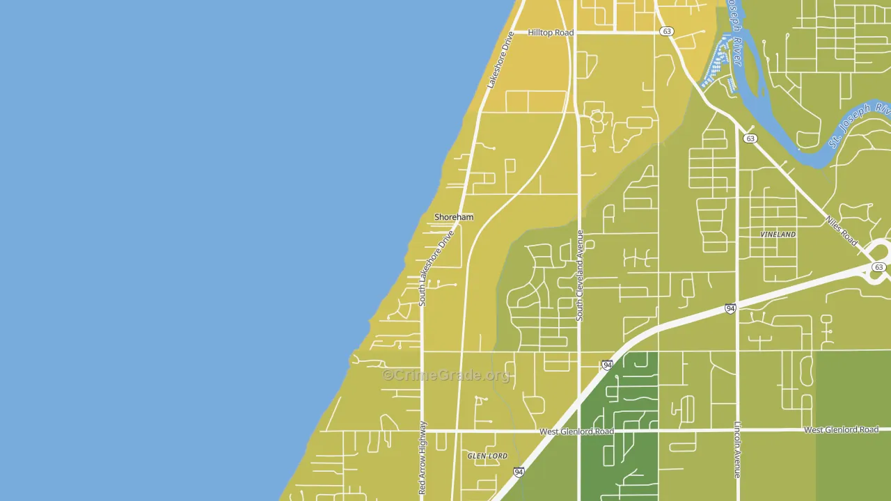 Shoreham, MI Map of Vehicle Theft Rates