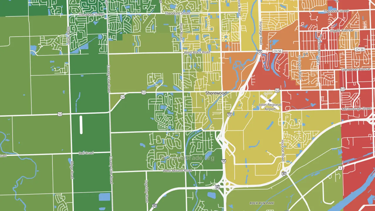Shorewood, IL Map of Vehicle Theft Rates