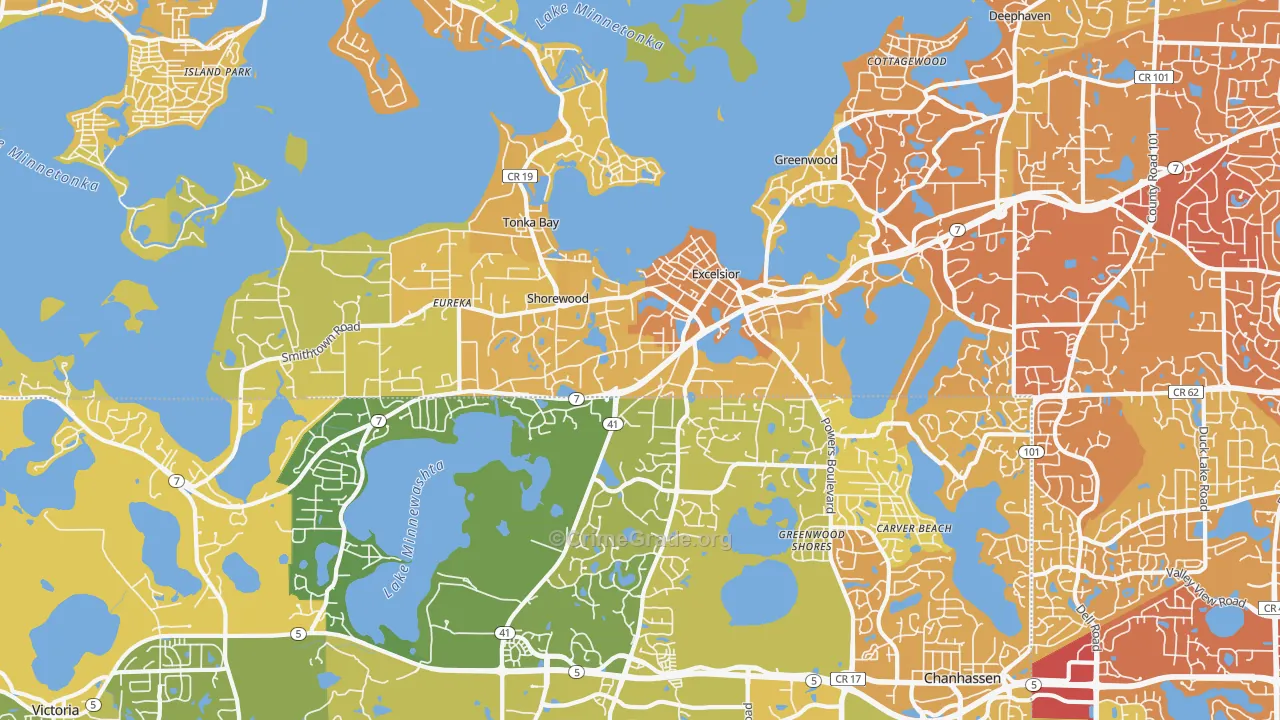 Shorewood, MN Map of Vehicle Theft Rates