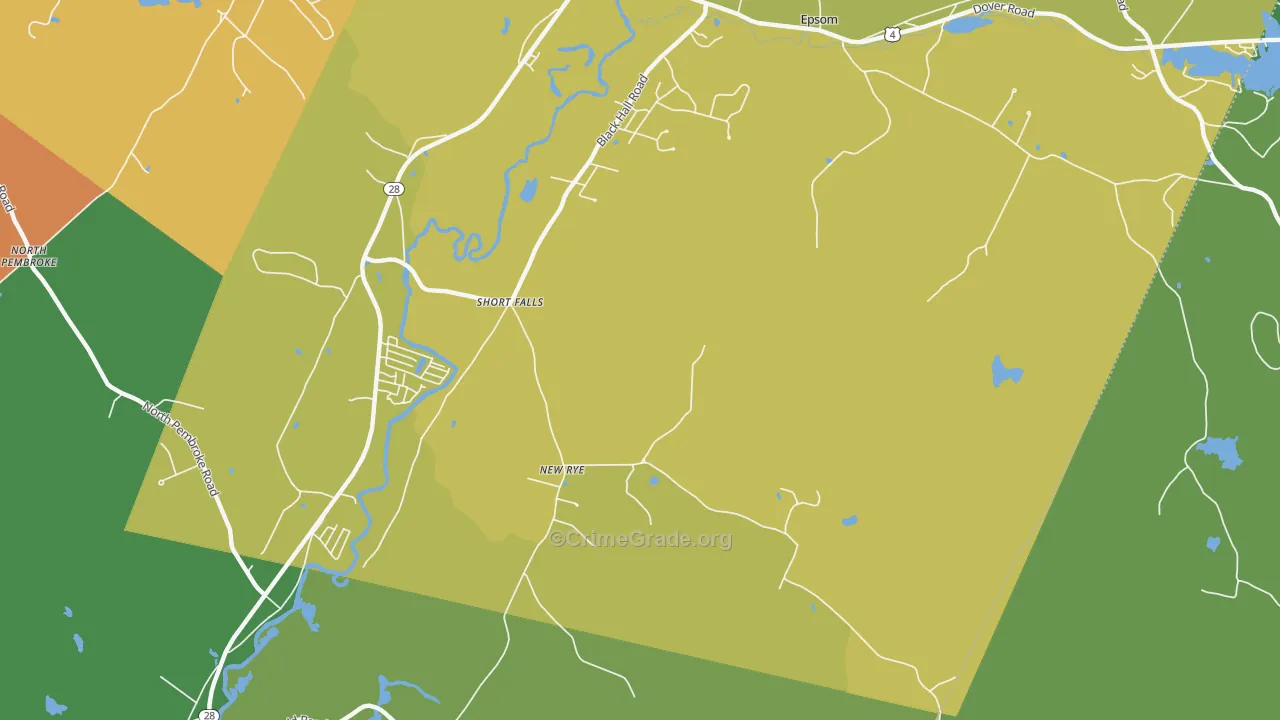 Short Falls, NH Map of Vehicle Theft Rates