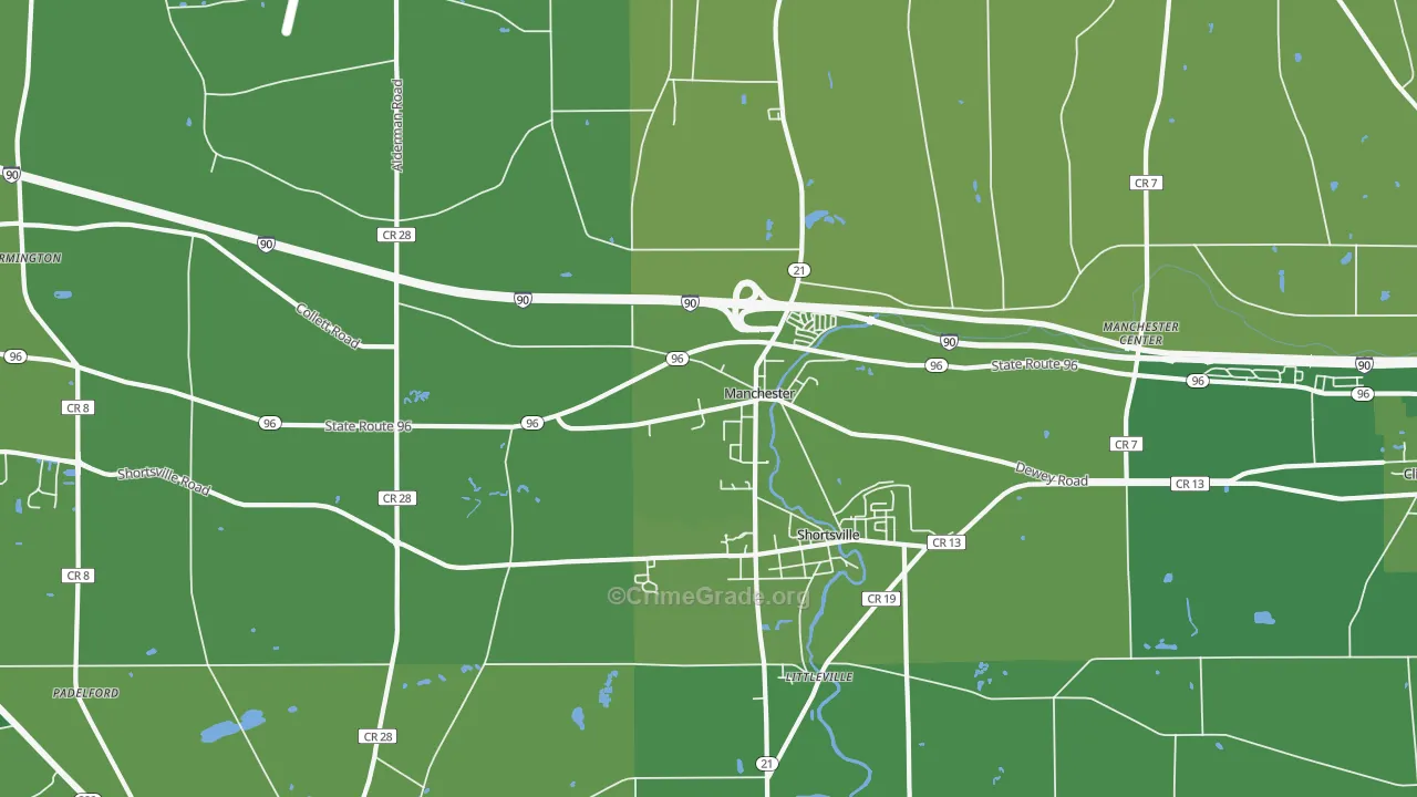 Shortsville, NY Map of Vehicle Theft Rates