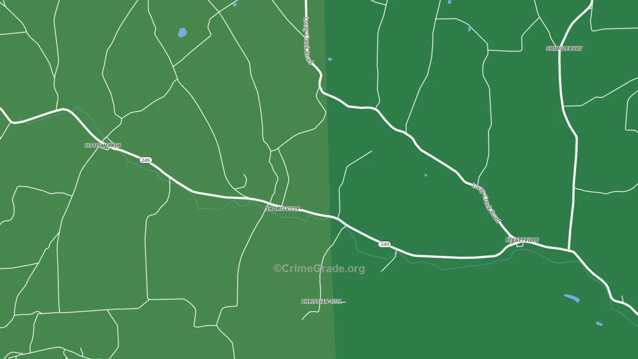 Shortsville, PA Map of Vehicle Theft Rates