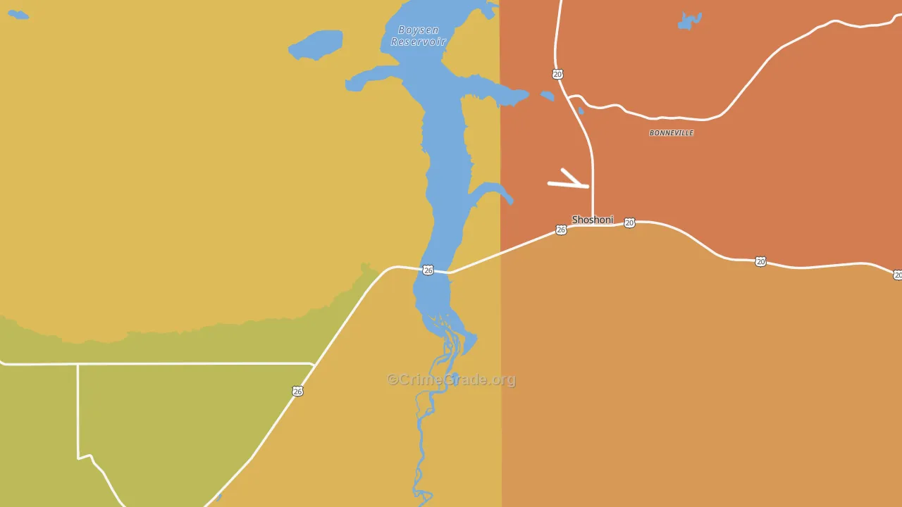 Shoshoni, WY Map of Vehicle Theft Rates