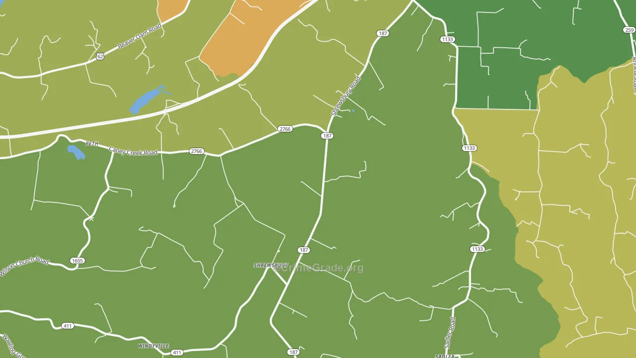 Shrewsbury, KY Map of Vehicle Theft Rates