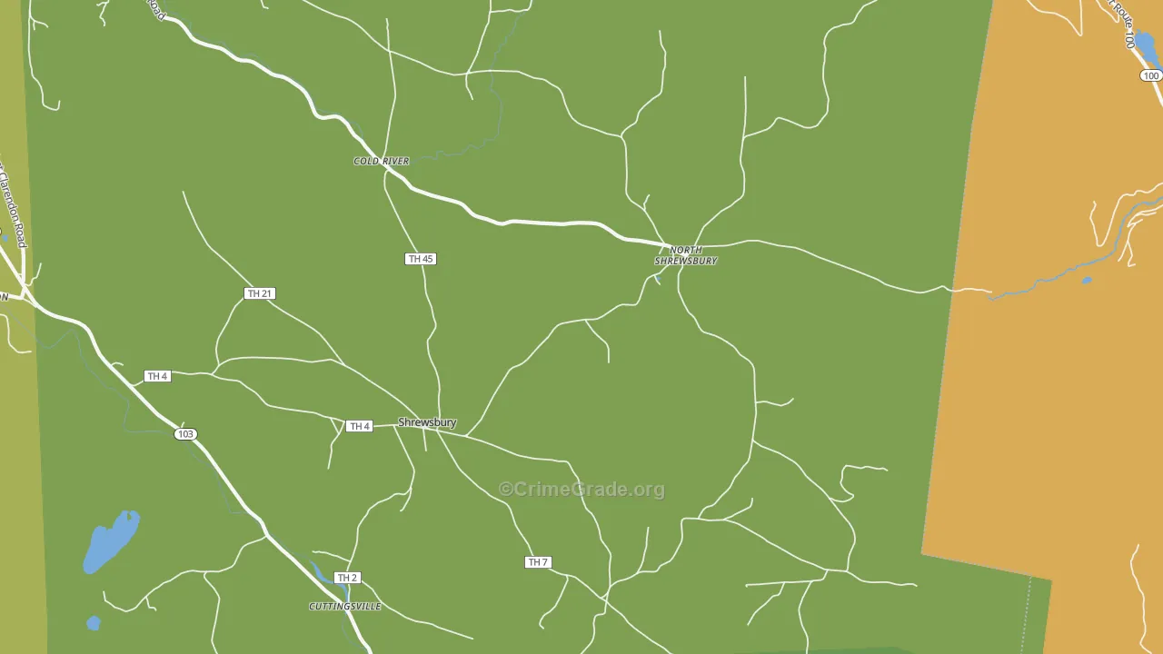 Shrewsbury, VT Map of Vehicle Theft Rates
