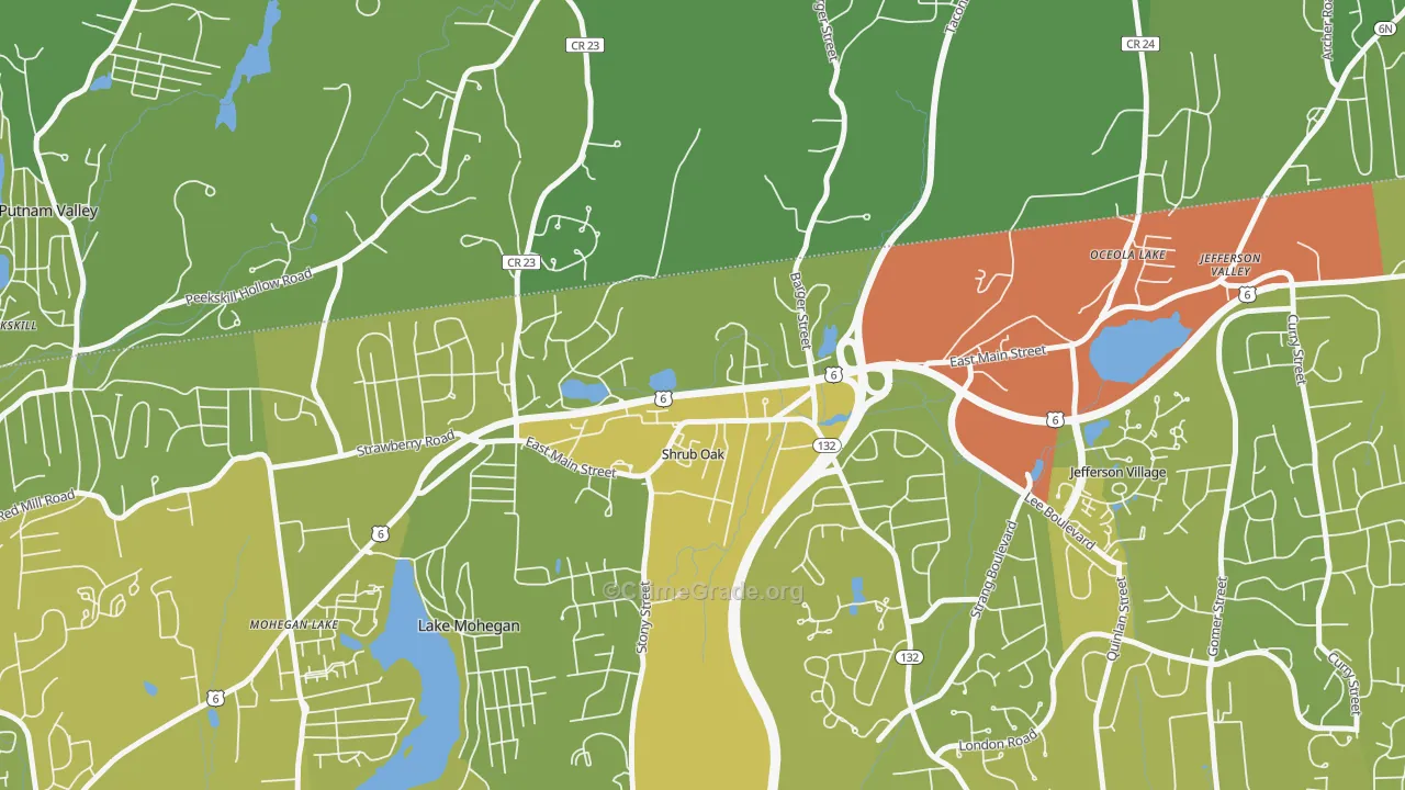 Shrub Oak, NY Map of Vehicle Theft Rates