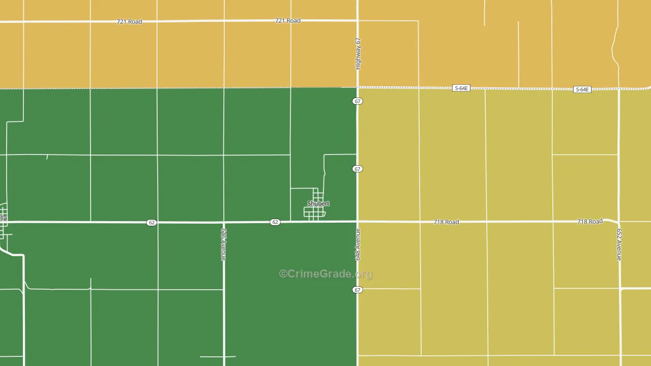 Shubert, NE Map of Vehicle Theft Rates