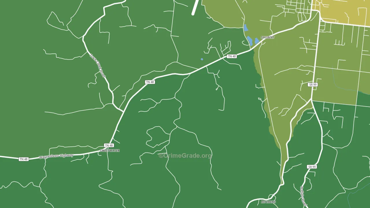 Shubert, TN Map of Vehicle Theft Rates