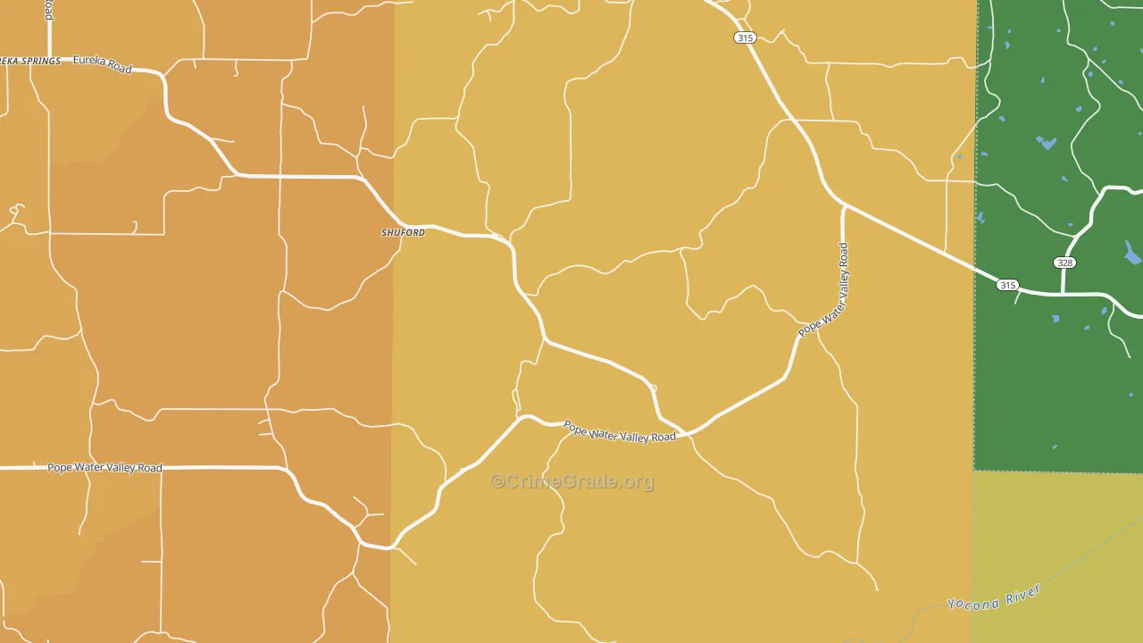 Shuford, MS Map of Vehicle Theft Rates