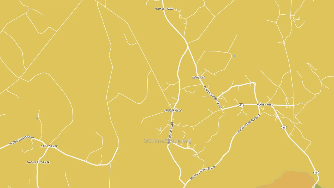 Shulerville, SC Map of Vehicle Theft Rates