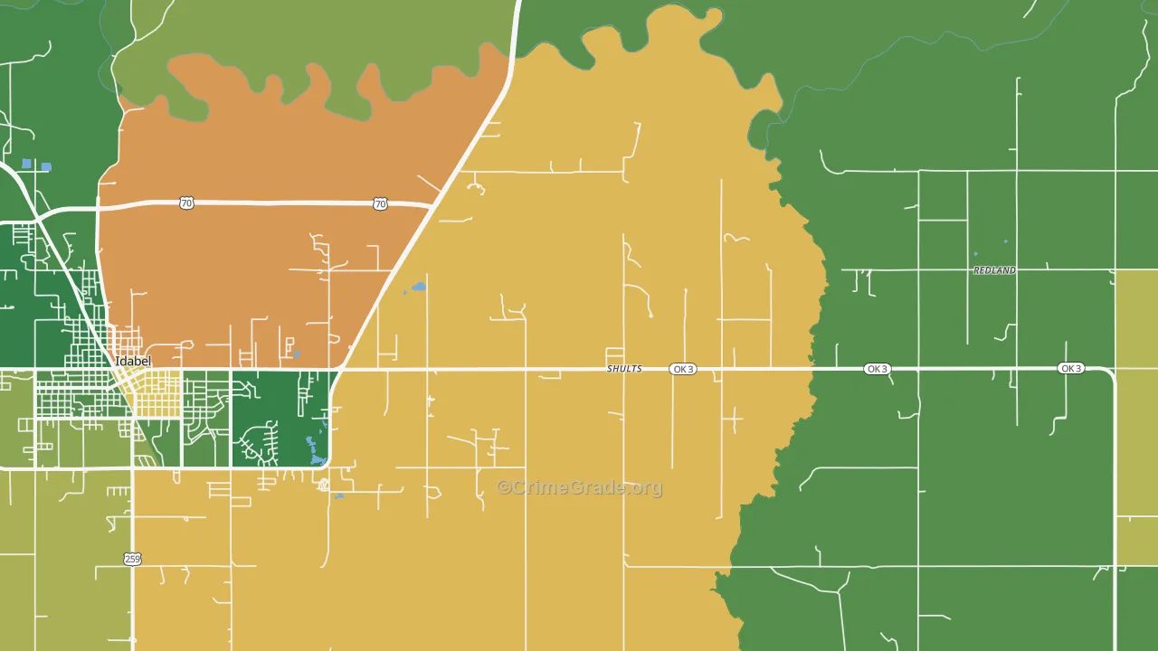 Shults, OK Map of Vehicle Theft Rates
