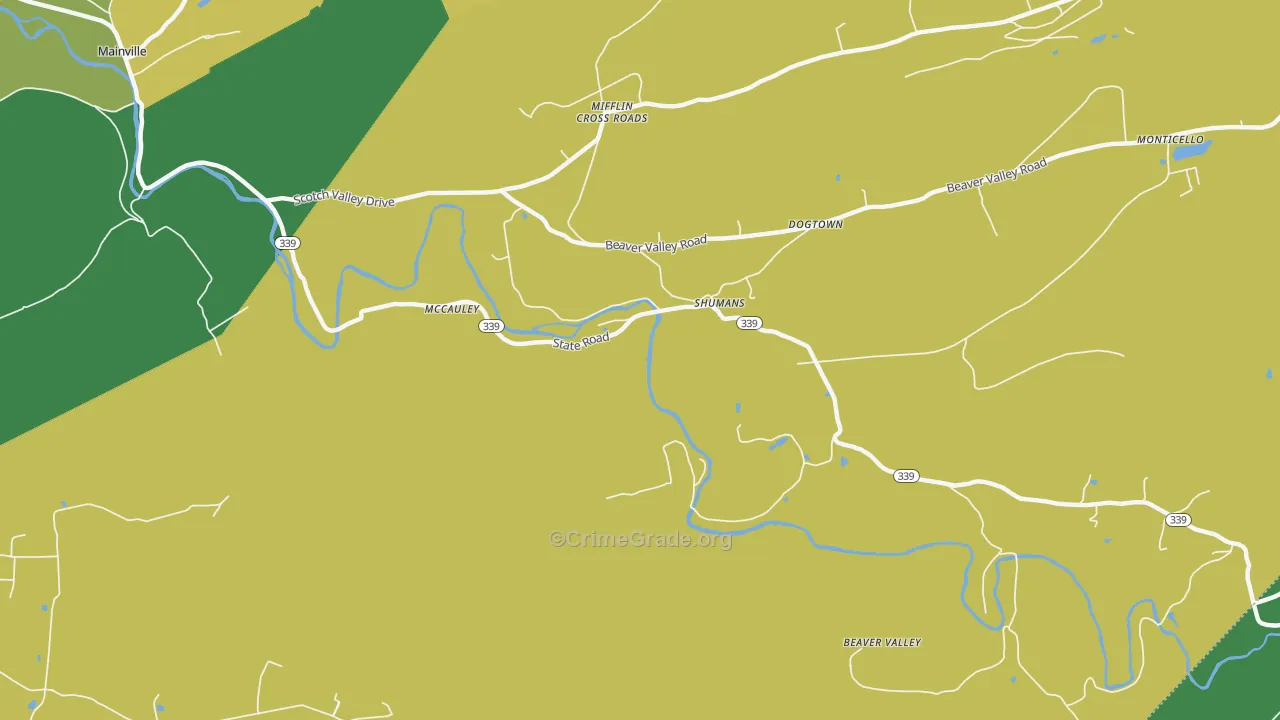 Shumans, PA Map of Vehicle Theft Rates