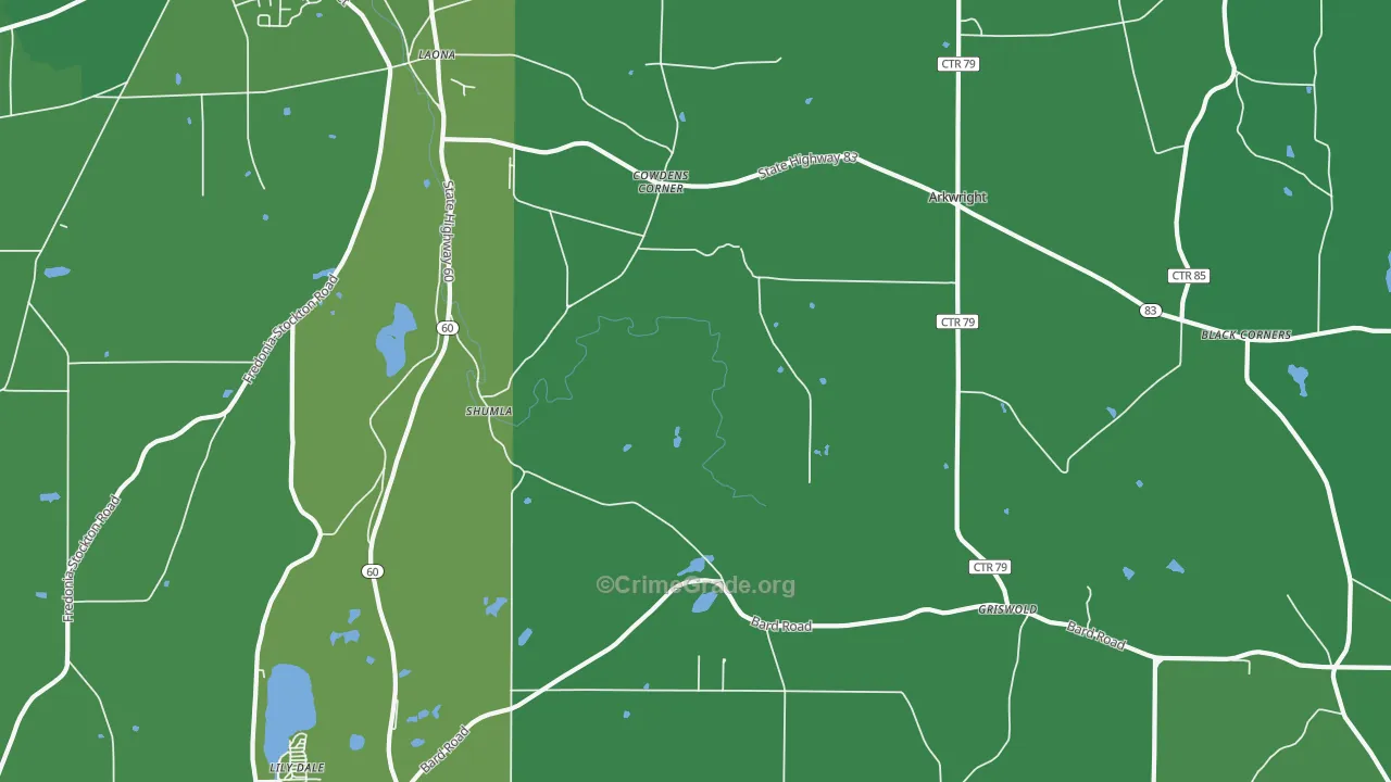 Shumla, NY Map of Vehicle Theft Rates