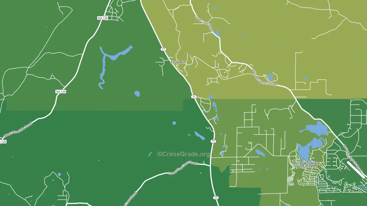 Shumway, AZ Map of Vehicle Theft Rates